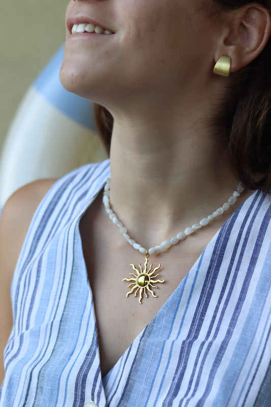 Collar piedra luna con maxi colgante