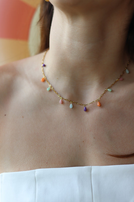 Collar acero gotas mineral