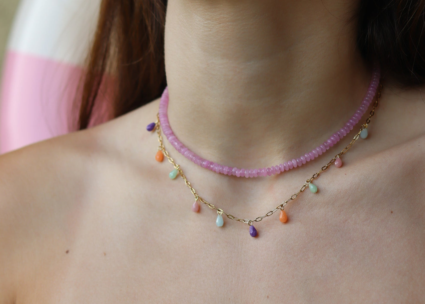 Collar acero gotas mineral