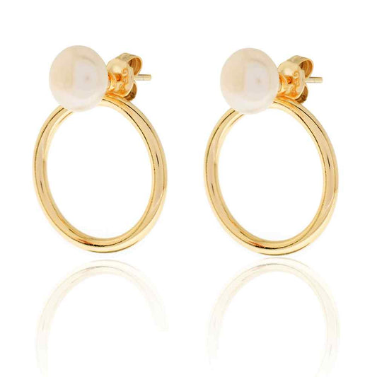 Hoop and pearl combo earrings
