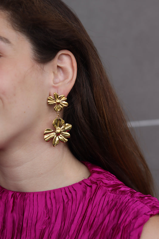 Double flower earrings