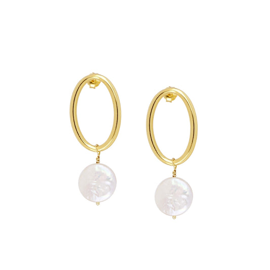 Pendientes oval con perla