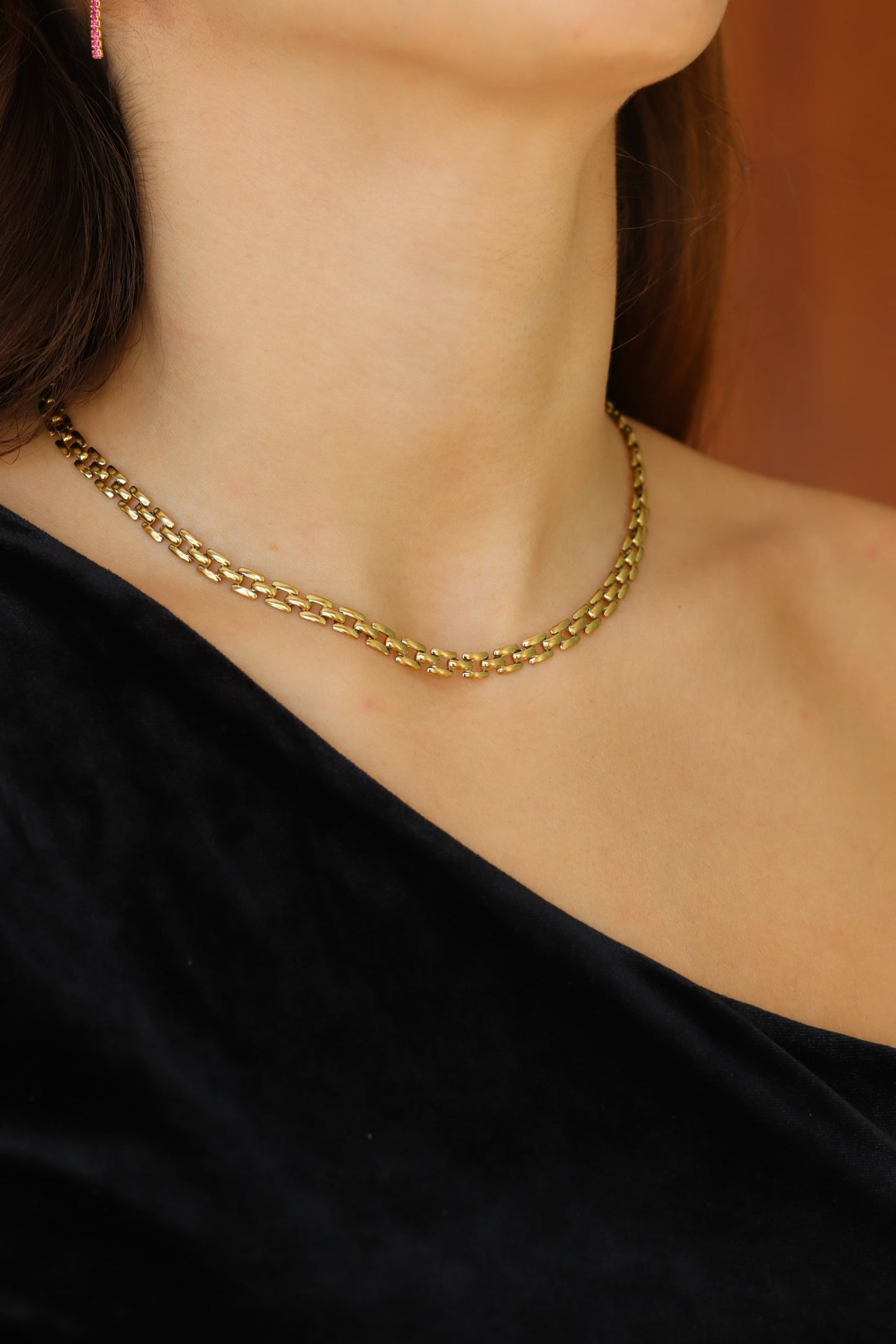 Collar cadena rectangular acero