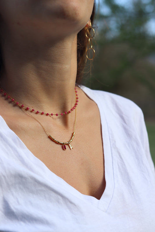 Collar cadena rosario mineral