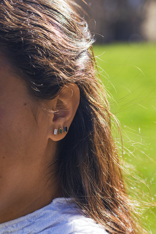 Pendientes mini circonita rectangular