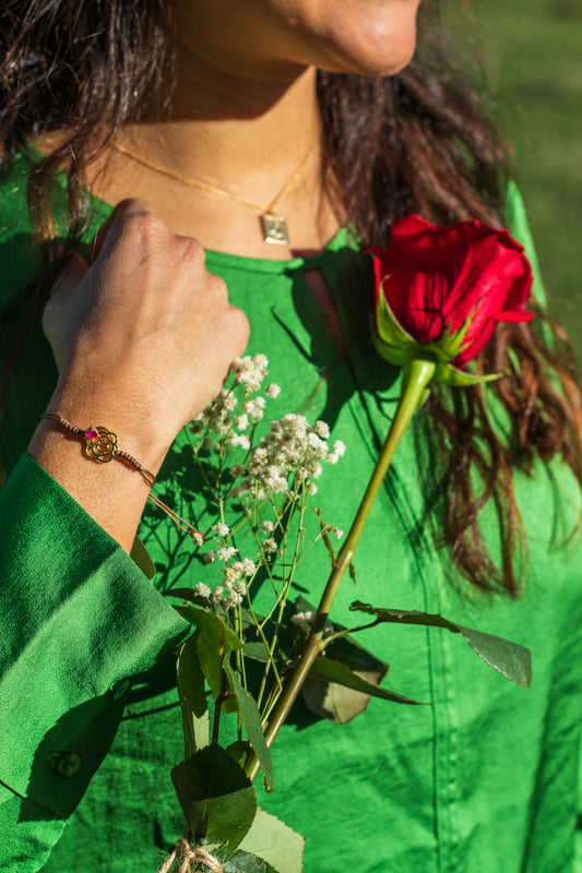 Pulsera rosa piedra
