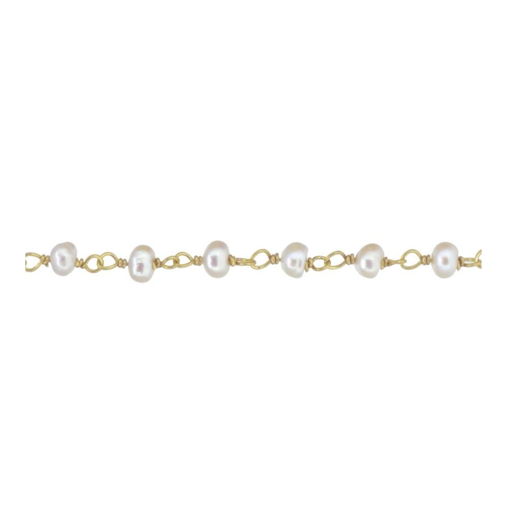 Collar cadena rosario perla