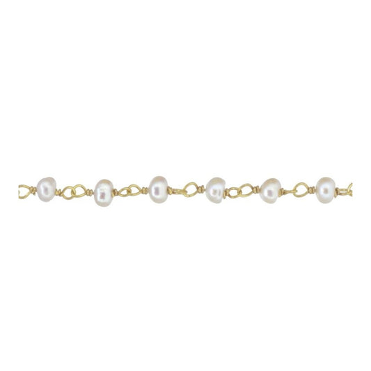 Collar cadena rosario perla